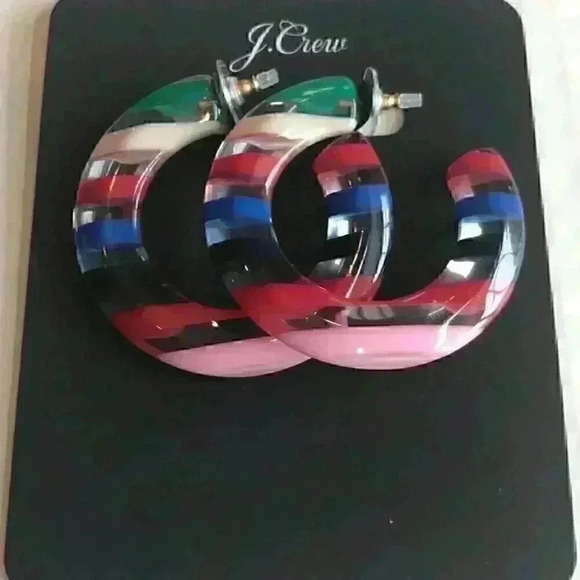 J Crew new large Tortoise Hoops in Multicolored - Picture 3 of 8